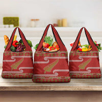New Zealand Christmas Grocery Bag Meri Kirihimete Silver Fern Knit Style Green Color LT03 3-pack One Size Green - Polynesian Pride