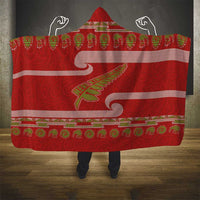 New Zealand Christmas Hooded Blanket Meri Kirihimete Silver Fern Knit Style Green Color LT03 - Polynesian Pride