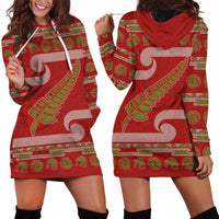 New Zealand Christmas Hoodie Dress Meri Kirihimete Silver Fern Knit Style Green Color LT03 - Polynesian Pride