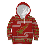 New Zealand Christmas Kid Hoodie Meri Kirihimete Silver Fern Knit Style Green Color LT03 Hoodie Green - Polynesian Pride