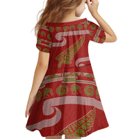 New Zealand Christmas Kid Short Sleeve Dress Meri Kirihimete Silver Fern Knit Style Green Color LT03 - Polynesian Pride
