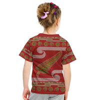 New Zealand Christmas Kid T Shirt Meri Kirihimete Silver Fern Knit Style Green Color LT03 - Polynesian Pride