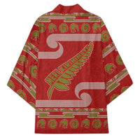 New Zealand Christmas Kimono Meri Kirihimete Silver Fern Knit Style Green Color - Polynesian Pride