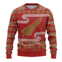 New Zealand Christmas Ugly Christmas Sweater Meri Kirihimete Silver Fern Knit Style Green Color LT03 - Polynesian Pride