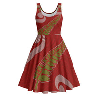 New Zealand Christmas Midi Dress Meri Kirihimete Silver Fern Knit Style Green Color LT03 Green - Polynesian Pride