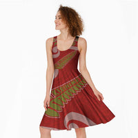 New Zealand Christmas Midi Dress Meri Kirihimete Silver Fern Knit Style Green Color LT03 - Polynesian Pride