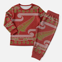 New Zealand Christmas Pajama Set Meri Kirihimete Silver Fern Knit Style Green Color LT03 Men Green - Polynesian Pride