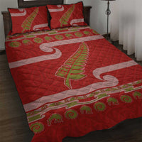 New Zealand Christmas Quilt Bed Set Meri Kirihimete Silver Fern Knit Style Green Color LT03 Green - Polynesian Pride