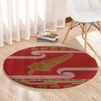 New Zealand Christmas Round Carpet Meri Kirihimete Silver Fern Knit Style Green Color LT03 - Polynesian Pride