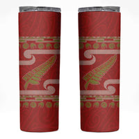 New Zealand Christmas Skinny Tumbler Meri Kirihimete Silver Fern Knit Style Green Color LT03 Green - Polynesian Pride