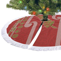 New Zealand Christmas Tree Skirt Meri Kirihimete Silver Fern Knit Style Green Color LT03 - Polynesian Pride