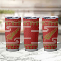 New Zealand Christmas Tumbler Cup Meri Kirihimete Silver Fern Knit Style Green Color LT03 - Polynesian Pride