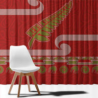 New Zealand Christmas Window Curtain Meri Kirihimete Silver Fern Knit Style Green Color LT03 - Polynesian Pride