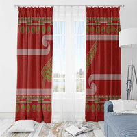 New Zealand Christmas Window Curtain Meri Kirihimete Silver Fern Knit Style Green Color LT03 - Polynesian Pride