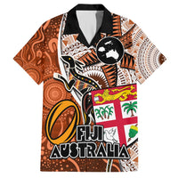 Personalised Fiji Australia Rugby Hawaiian Shirt Kangaroo and Palm Tree Orange Tapa Pattern Mix Aboriginal LT03 Orange - Polynesian Pride