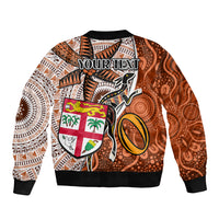 personalised-fiji-australia-rugby-sleeve-zip-bomber-jacket-kangaroo-and-palm-tree-orange-tapa-pattern-mix-aboriginal
