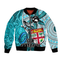 personalised-fiji-australia-rugby-bomber-jacket-kangaroo-and-palm-tree-blue-tapa-pattern-mix-aboriginal
