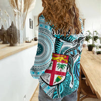 personalised-fiji-australia-rugby-women-casual-shirt-kangaroo-and-palm-tree-blue-tapa-pattern-mix-aboriginal