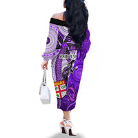 personalised-fiji-australia-rugby-off-the-shoulder-long-sleeve-dress-kangaroo-and-palm-tree-purple-tapa-pattern-mix-aboriginal