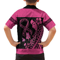 Breast Cancer Awareness Family Matching Short Sleeve Bodycon Dress and Hawaiian Shirt Think Pink Polynesian Ribbon and Butterfly LT03 - Polynesian Pride