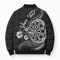 Personalised Niue Darts Masters Bomber Puffer Jacket Tribal Hiapo Dartboard - Polynesian Pride