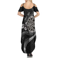Personalised Niue Darts Masters Family Matching Summer Maxi Dress and Hawaiian Shirt Tribal Hiapo Dartboard LT03 - Polynesian Pride