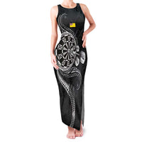 Personalised Niue Darts Masters Family Matching Tank Maxi Dress and Hawaiian Shirt Tribal Hiapo Dartboard LT03 Mom's Dress Black - Polynesian Pride