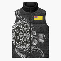 Personalised Niue Darts Masters Sleeveless Puffer Jacket Tribal Hiapo Dartboard - Polynesian Pride
