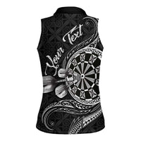 Personalised Niue Darts Masters Women Sleeveless Polo Shirt Tribal Hiapo Dartboard - Polynesian Pride