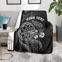 Personalised New Zealand Aotearoa Darts Masters Blanket Tribal Silver Fern and Ta Moko Dartboard - Polynesian Pride