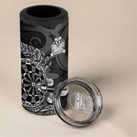 Personalised New Zealand Aotearoa Darts Masters 4 in 1 Can Cooler Tumbler Tribal Silver Fern and Ta Moko Dartboard LT03 - Polynesian Pride