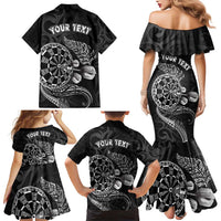 Personalised New Zealand Aotearoa Darts Masters Family Matching Mermaid Dress and Hawaiian Shirt Tribal Silver Fern and Ta Moko Dartboard LT03 - Polynesian Pride