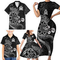 Personalised New Zealand Aotearoa Darts Masters Family Matching Short Sleeve Bodycon Dress and Hawaiian Shirt Tribal Silver Fern and Ta Moko Dartboard LT03 - Polynesian Pride
