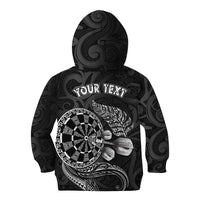 Personalised New Zealand Aotearoa Darts Masters Kid Hoodie Tribal Silver Fern and Ta Moko Dartboard LT03 - Polynesian Pride