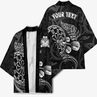 Personalised New Zealand Aotearoa Darts Masters Kimono Tribal Silver Fern and Ta Moko Dartboard - Polynesian Pride