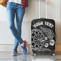 Personalised New Zealand Aotearoa Darts Masters Luggage Cover Tribal Silver Fern and Ta Moko Dartboard LT03 - Polynesian Pride
