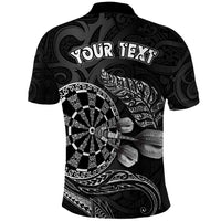 Personalised New Zealand Aotearoa Darts Masters Polo Shirt Tribal Silver Fern and Ta Moko Dartboard LT03 - Polynesian Pride