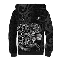 Personalised New Zealand Aotearoa Darts Masters Sherpa Hoodie Tribal Silver Fern and Ta Moko Dartboard LT03 - Polynesian Pride