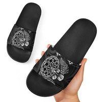 Personalised New Zealand Aotearoa Darts Masters Slide Sandals Tribal Silver Fern and Ta Moko Dartboard - Polynesian Pride