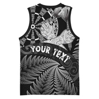 Personalised New Zealand Aotearoa Darts Masters Basketball Jersey Silver Fern and Maori Spirit LT03 - Polynesian Pride