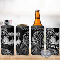 Personalised New Zealand Aotearoa Darts Masters 4 in 1 Can Cooler Tumbler Silver Fern and Maori Spirit LT03 - Polynesian Pride