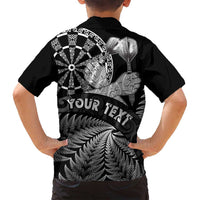 Personalised New Zealand Aotearoa Darts Masters Family Matching Off Shoulder Maxi Dress and Hawaiian Shirt Silver Fern and Maori Spirit LT03 - Polynesian Pride