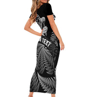Personalised New Zealand Aotearoa Darts Masters Family Matching Short Sleeve Bodycon Dress and Hawaiian Shirt Silver Fern and Maori Spirit LT03 - Polynesian Pride