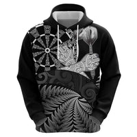 Personalised New Zealand Aotearoa Darts Masters Hoodie Silver Fern and Maori Spirit LT03 - Polynesian Pride