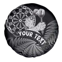 Personalised New Zealand Aotearoa Darts Masters Spare Tire Cover Silver Fern and Maori Spirit LT03 - Polynesian Pride