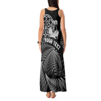 Personalised New Zealand Aotearoa Darts Masters Tank Maxi Dress Silver Fern and Maori Spirit LT03 - Polynesian Pride