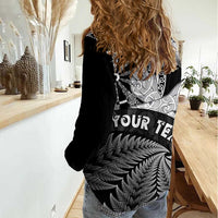 Personalised New Zealand Aotearoa Darts Masters Women Casual Shirt Silver Fern and Maori Spirit LT03 - Polynesian Pride