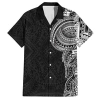 Traditional Polynesian Art Tattoos Family Matching Off Shoulder Short Dress and Hawaiian Shirt Black Color LT03 Dad's Shirt - Short Sleeve Black - Polynesian Pride