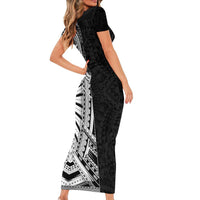 Traditional Polynesian Art Tattoos Short Sleeve Bodycon Dress Black Color LT03 - Polynesian Pride