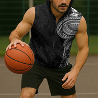 Traditional Polynesian Art Tattoos Sleeveless Zip Hoodie Black Color - Polynesian Pride